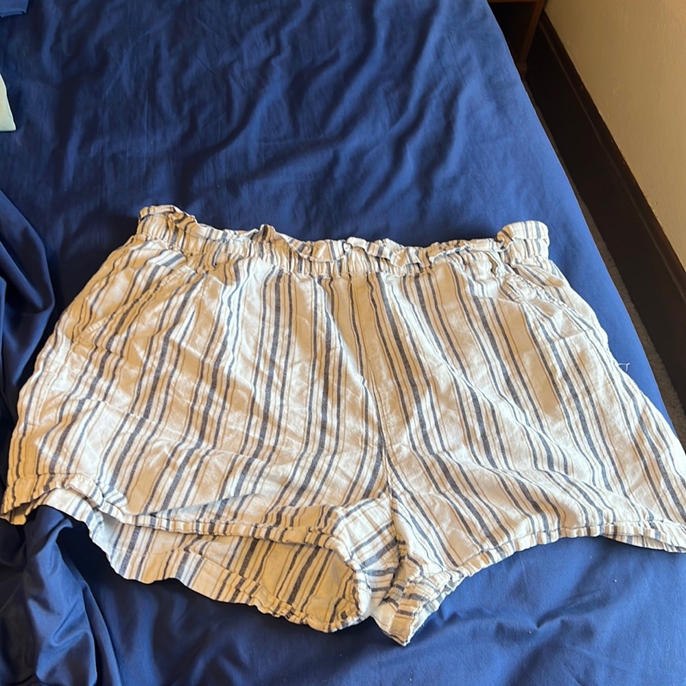 Blue brown and white romper shorts